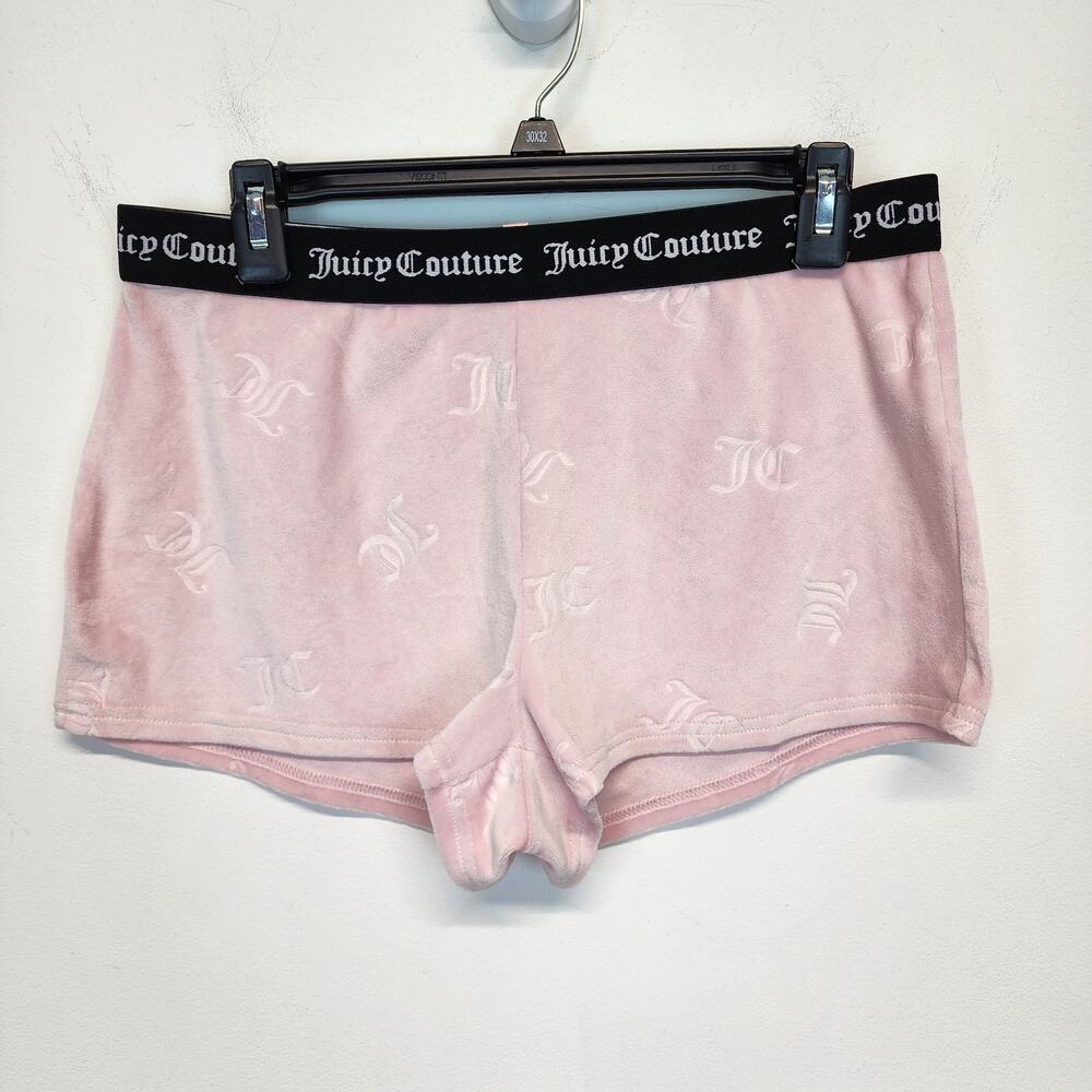 Juicy Couture Womens Pink Velour Shorts Size M Boxer Pajama Y2K Glam 2000s Style